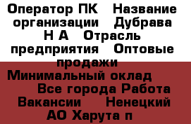 Оператор ПК › Название организации ­ Дубрава Н.А › Отрасль предприятия ­ Оптовые продажи › Минимальный оклад ­ 27 000 - Все города Работа » Вакансии   . Ненецкий АО,Харута п.